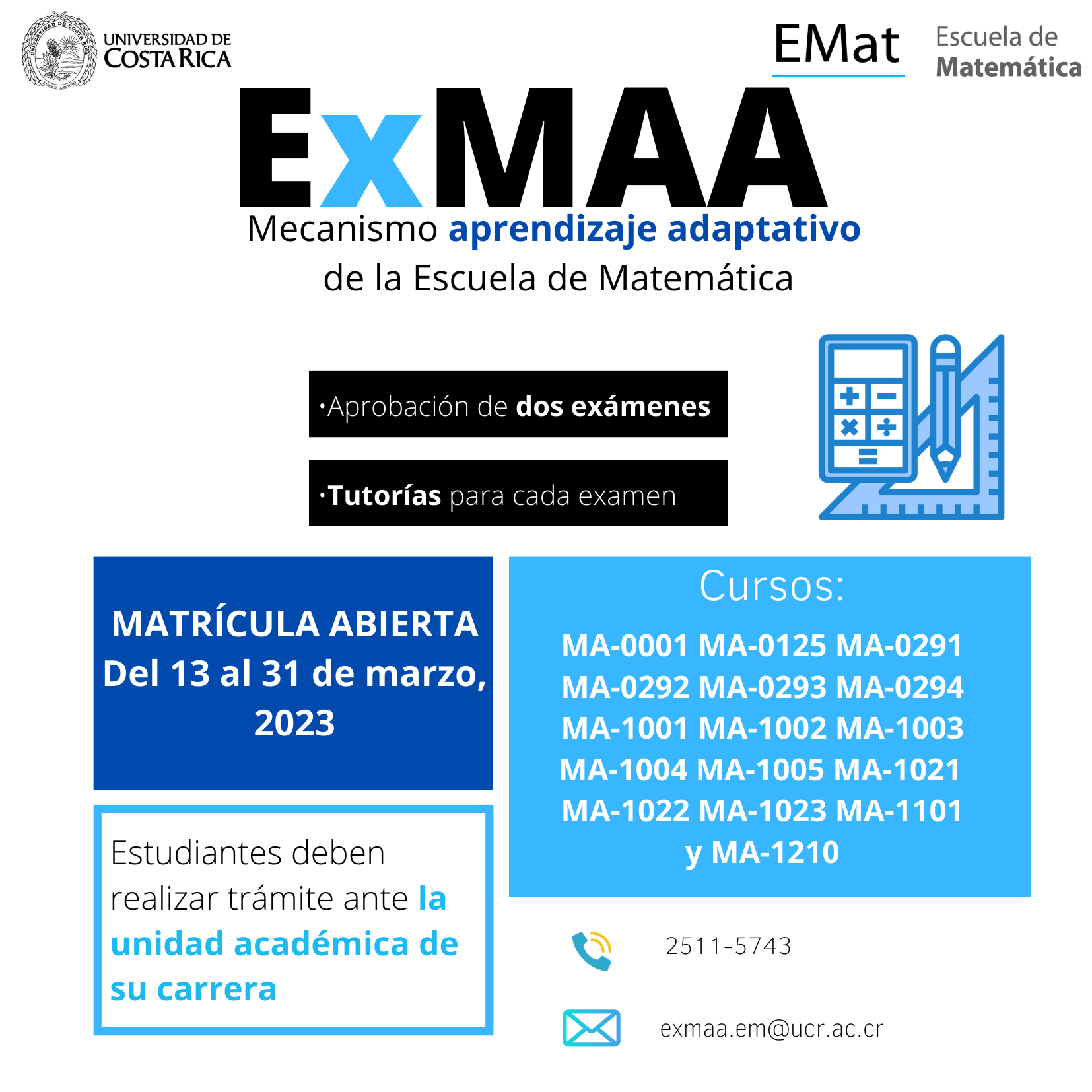 Matrícula EXMA I-2023